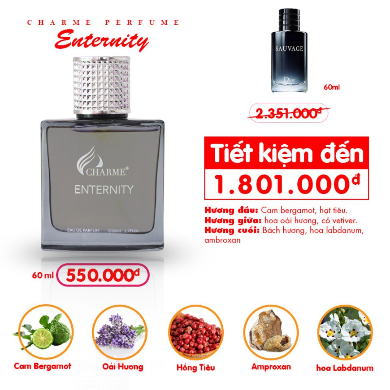 Nước Hoa Nam Charme Enternity For Men 60ml