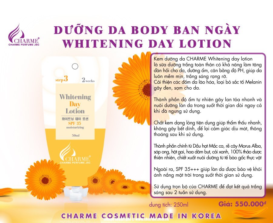 Kem Dưỡng Body Ban Ngày 250ml - Charme Korea
