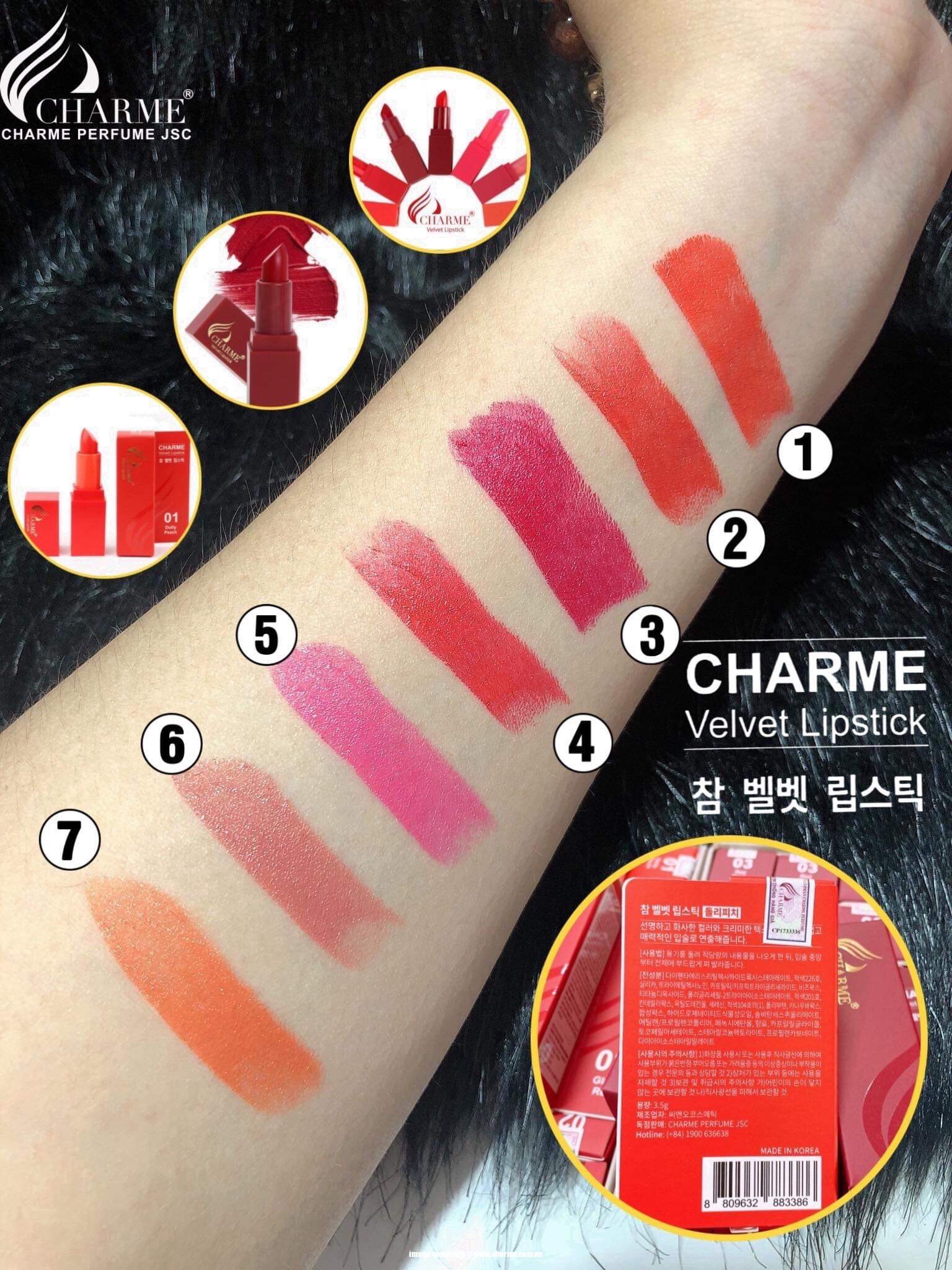 Son Sáp Charme Velvet Lipstick Chính Hãng Không Trì - Made in Korea