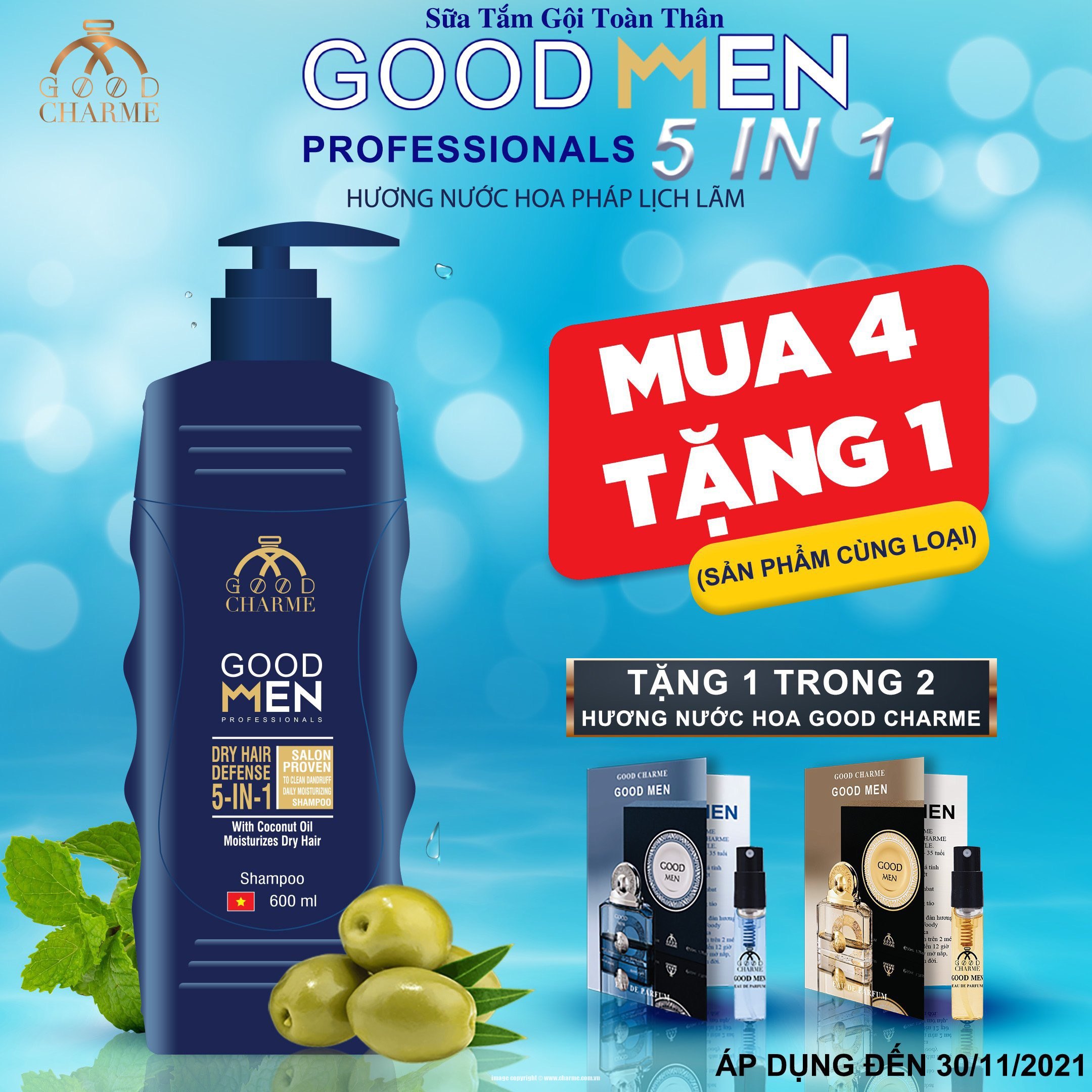 Sữa Tắm Gội Toàn Thân Cho Nam Good Men 600ml (Blue)