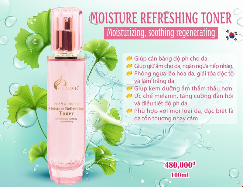 Charme Moisture Refreshing Toner 100ml - Cân Bằng, Dưỡng Da 2 in 1