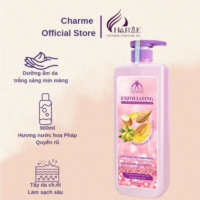 Sữa Tắm Tẩy Tế Bào Da Chết Charme Exfoliating 900ml